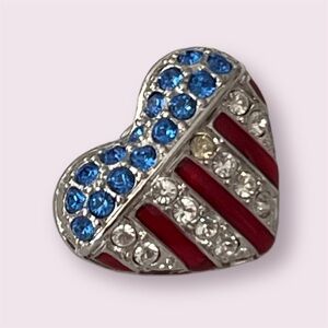 Swarovski American Flag Heart Tie Tack Lapel Pin